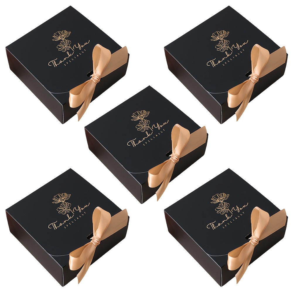 Set of 5 Elegant Gift Boxes with Golden Foil Design